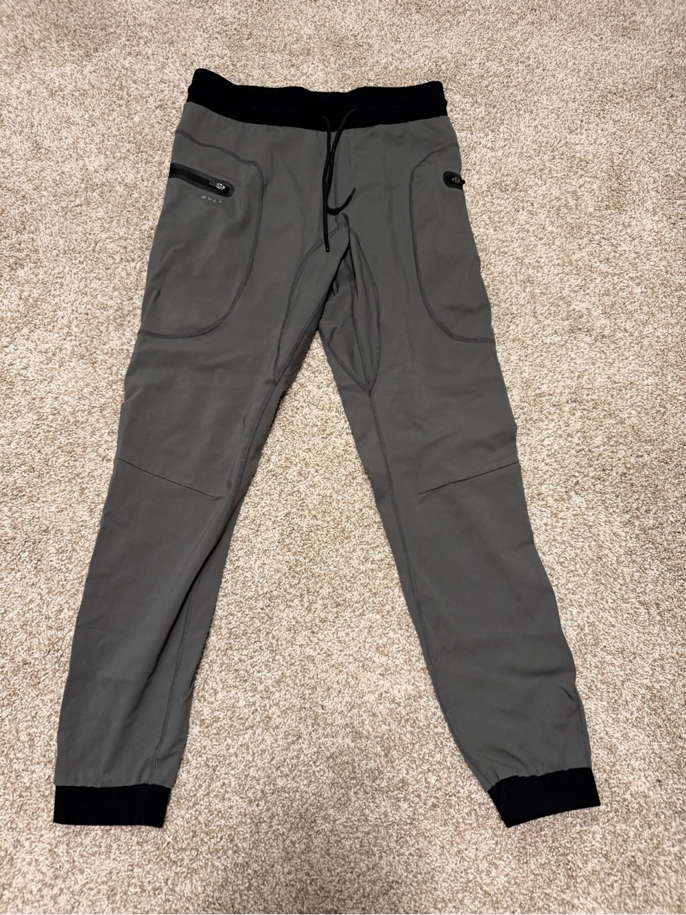 BYLT Basics Gray Jogger Pants with Black Waistband and Cuffs